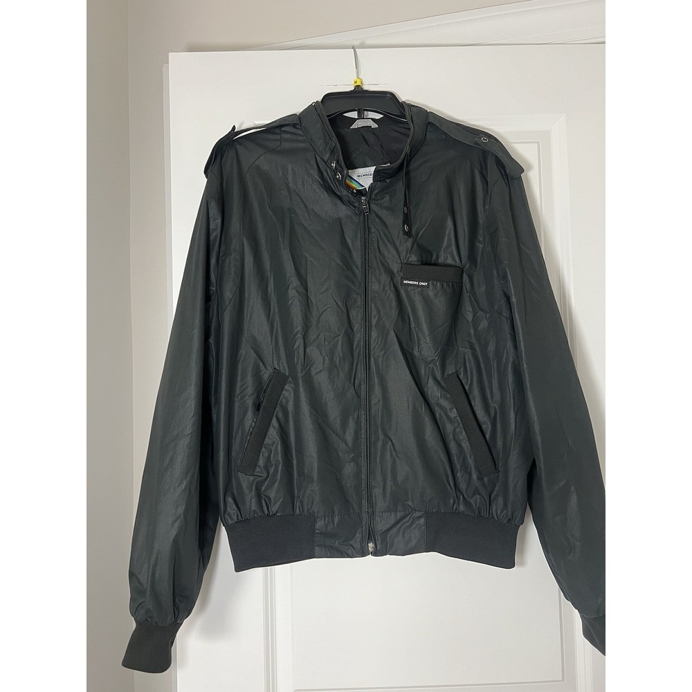 Members Only Y2K Vintage Bomber‎ Black Jacket Size 46